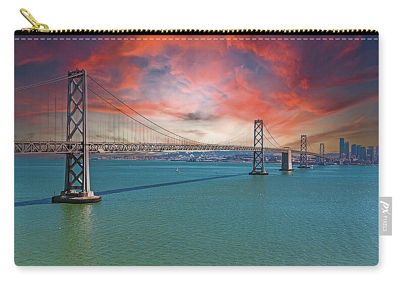 Oakland Bay Bridge Creative Clouds Over The Pacific Ocean in San Francisco - Zip Pouch