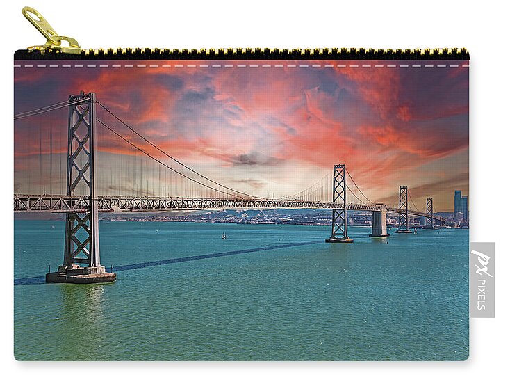 Oakland Bay Bridge Creative Clouds Over The Pacific Ocean in San Francisco - Zip Pouch