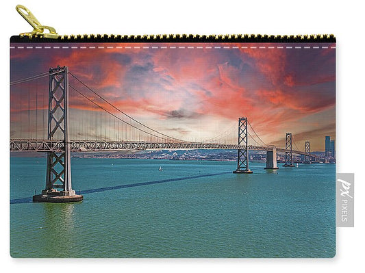 Oakland Bay Bridge Creative Clouds Over The Pacific Ocean in San Francisco - Zip Pouch