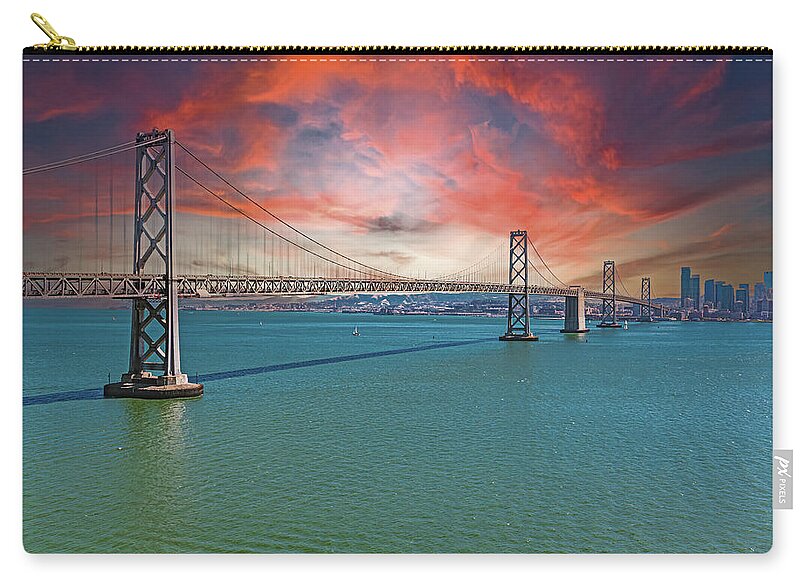 Oakland Bay Bridge Creative Clouds Over The Pacific Ocean in San Francisco - Zip Pouch