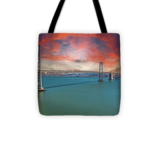 Oakland Bay Bridge Creative Clouds Over The Pacific Ocean in San Francisco - Tote Bag