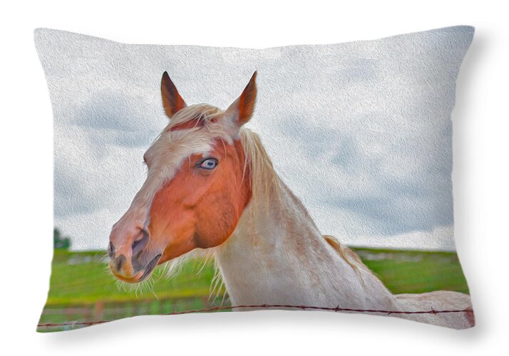 Cute Horse Mixed Media Art - Throw Pillow