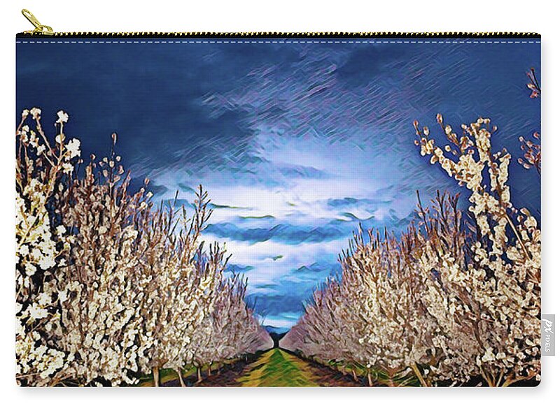 Dark and Cloudy Night Almond Blooms - Zip Pouch