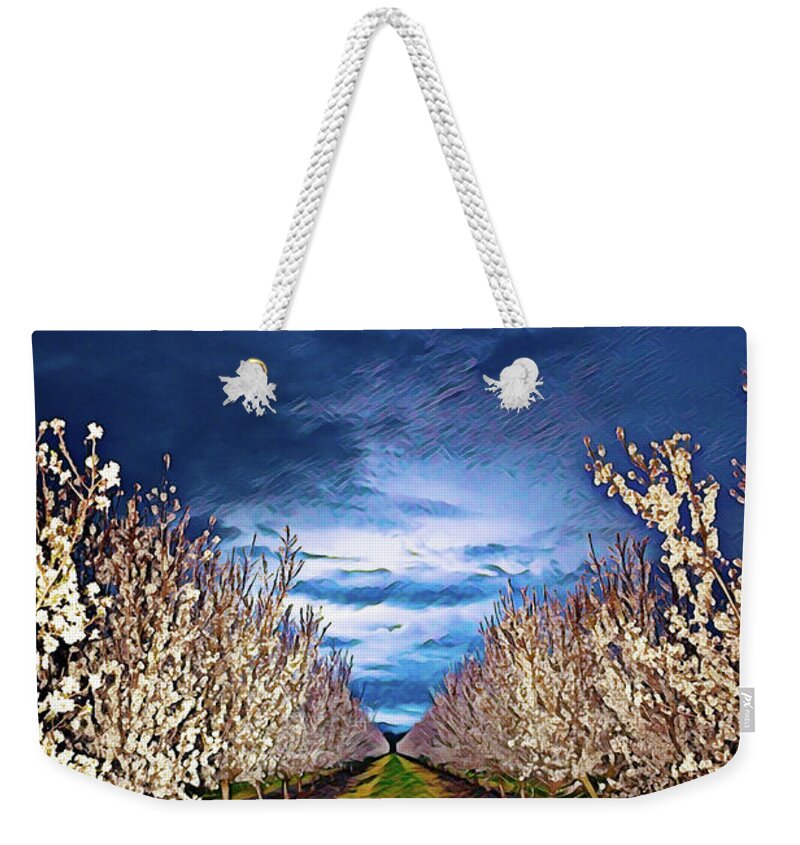 Dark and Cloudy Night Almond Blooms - Weekender Tote Bag