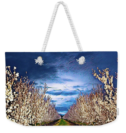Dark and Cloudy Night Almond Blooms - Weekender Tote Bag