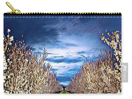 Dark and Cloudy Night Almond Blooms - Zip Pouch