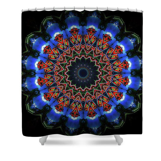 Darkness and Blue Light Mandala - Shower Curtain