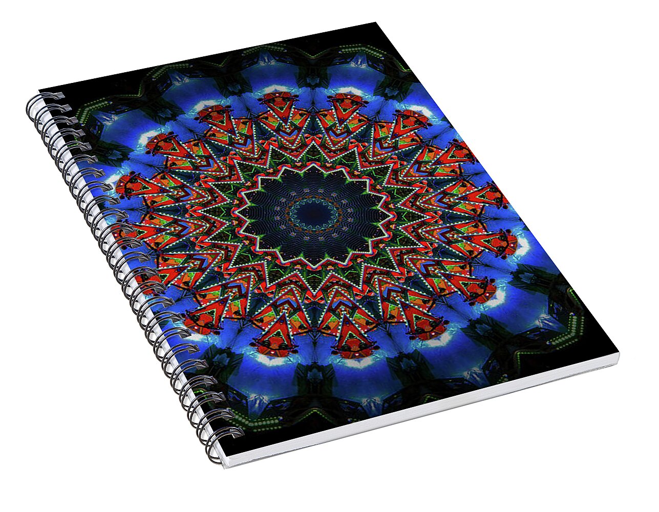 Darkness and Blue Light Mandala - Spiral Notebook