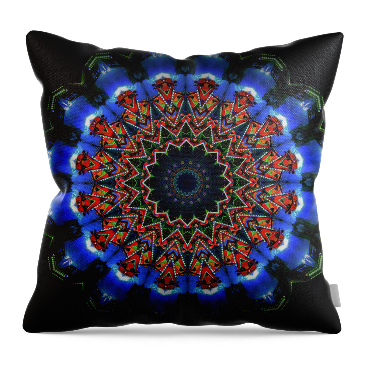 Darkness and Blue Light Mandala - Throw Pillow