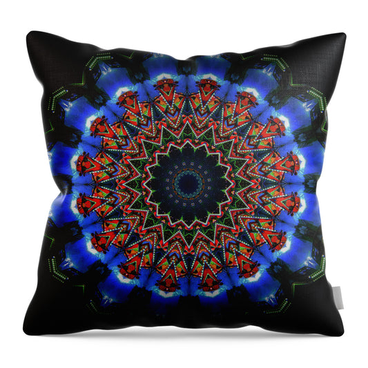 Darkness and Blue Light Mandala - Throw Pillow