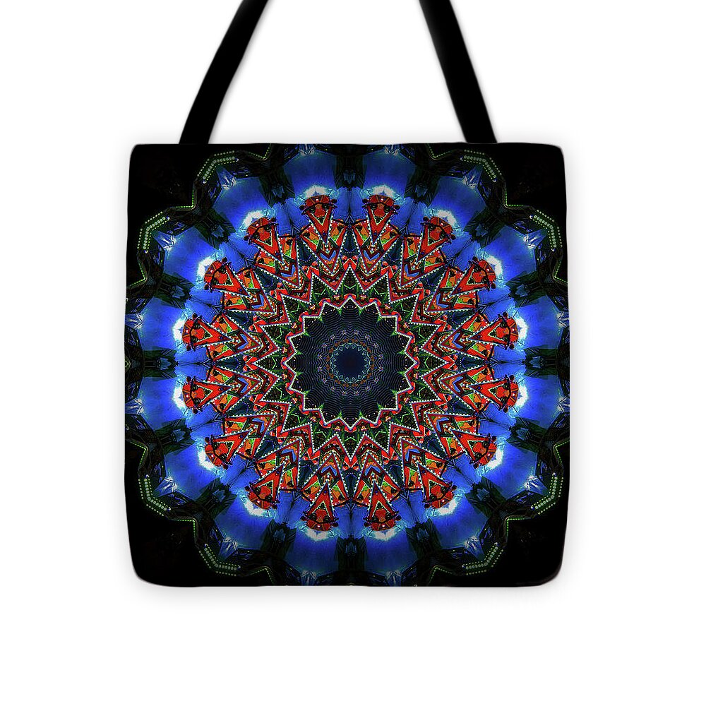Darkness and Blue Light Mandala - Tote Bag