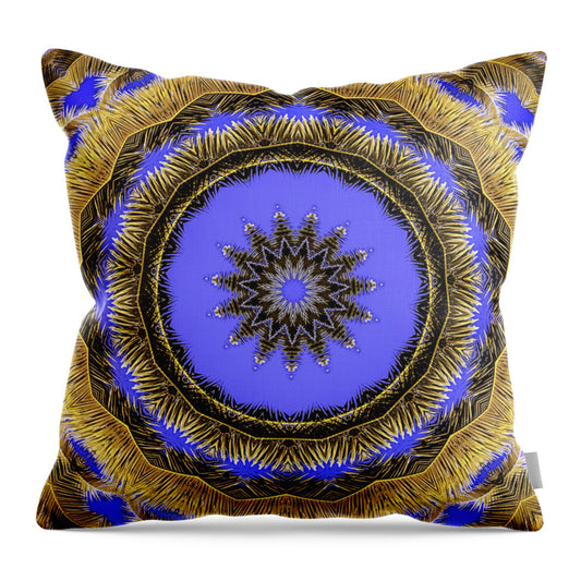Desert Blues Circle Mandala - Throw Pillow