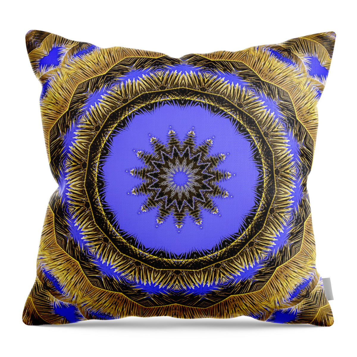 Desert Blues Circle Mandala - Throw Pillow