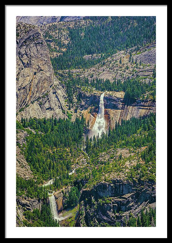 Double Waterfall in Glacier Point - Framed Print
