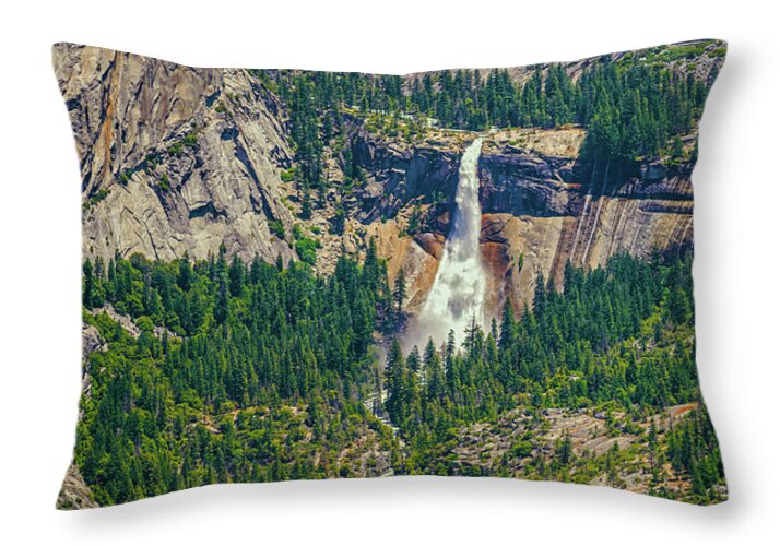 Double Waterfall in Glacier Point - Throw Pillow