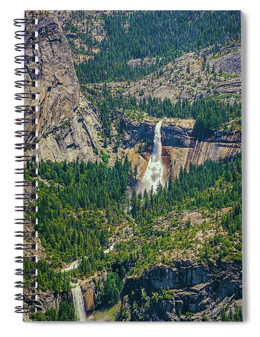 Double Waterfall in Glacier Point - Spiral Notebook