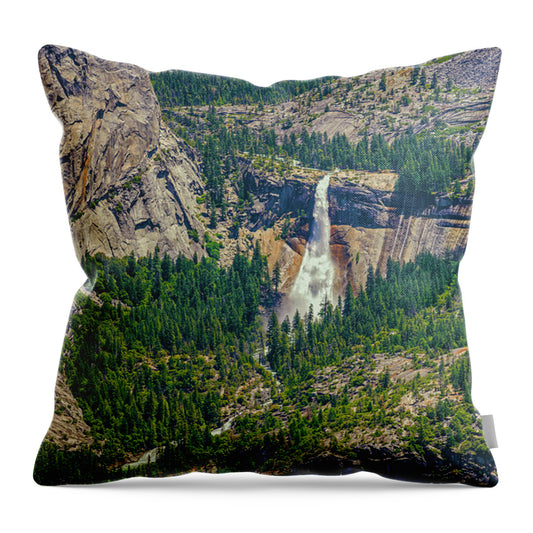 Double Waterfall in Glacier Point - Throw Pillow