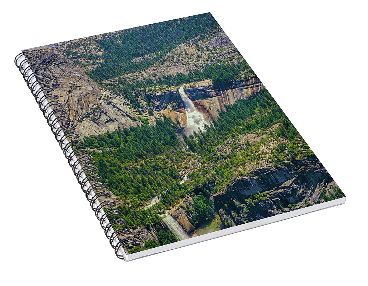 Double Waterfall in Glacier Point - Spiral Notebook
