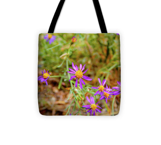 Dreamy Purple and Yellow Flowers Landscape - Tote Bag