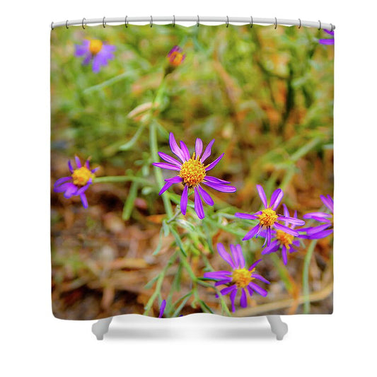 Dreamy Purple and Yellow Flowers Landscape - Shower Curtain