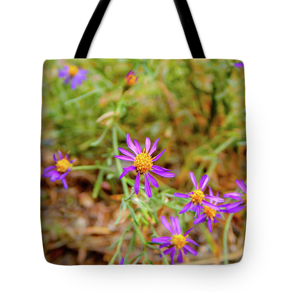 Dreamy Purple and Yellow Flowers Landscape - Tote Bag