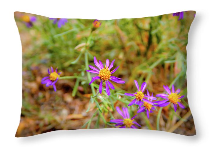 Dreamy Purple and Yellow Flowers Landscape - Throw Pillow