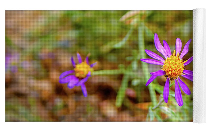 Dreamy Purple and Yellow Flowers Landscape - Yoga Mat