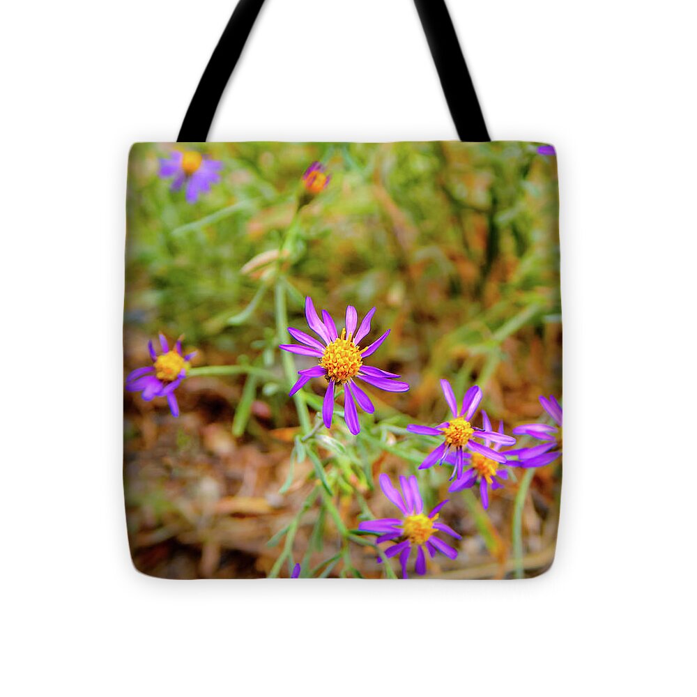 Dreamy Purple and Yellow Flowers Landscape - Tote Bag