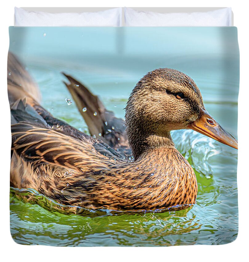 Duck Gliding on Water - Duvet Cover
