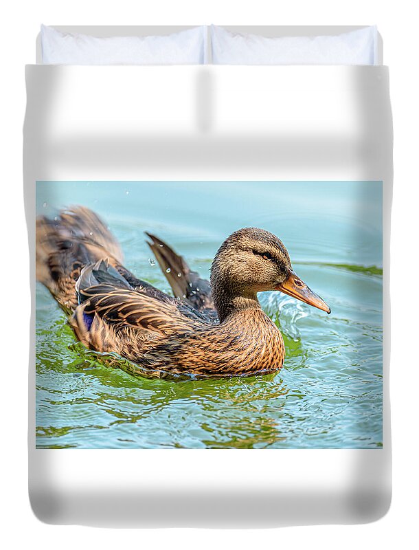 Duck Gliding on Water - Duvet Cover