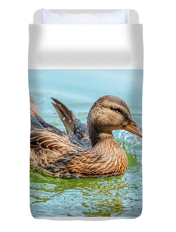 Duck Gliding on Water - Duvet Cover