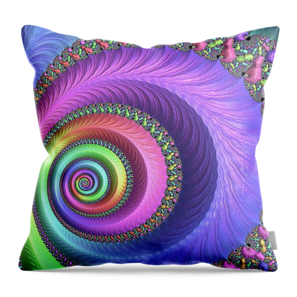Easter Pastels Digital Fractals - Throw Pillow