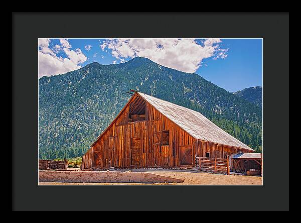 Farm Landscape and Mountain Background - Framed Print