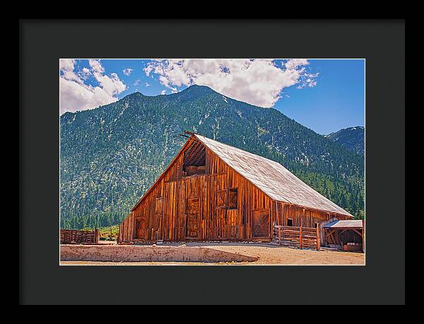 Farm Landscape and Mountain Background - Framed Print