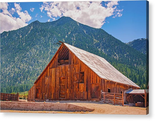 Farm Landscape and Mountain Background - Acrylic Print