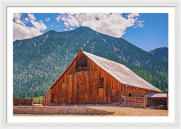 Farm Landscape and Mountain Background - Framed Print