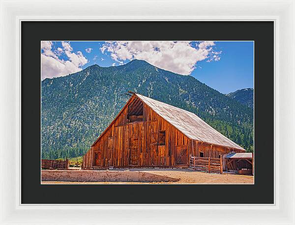 Farm Landscape and Mountain Background - Framed Print