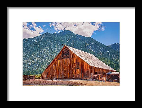 Farm Landscape and Mountain Background - Framed Print