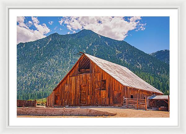 Farm Landscape and Mountain Background - Framed Print