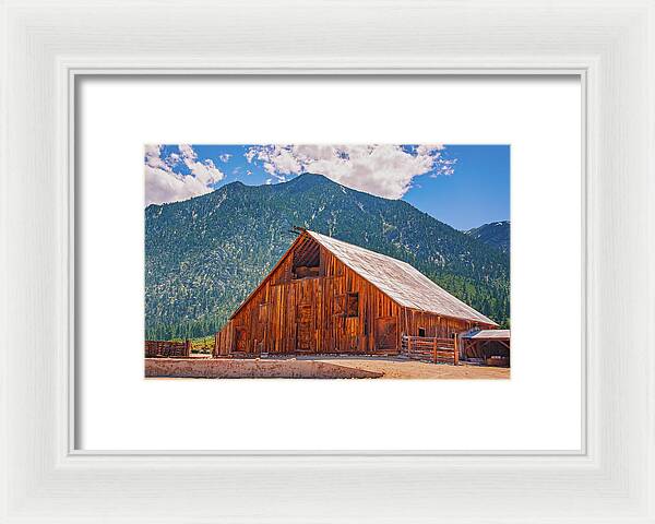 Farm Landscape and Mountain Background - Framed Print