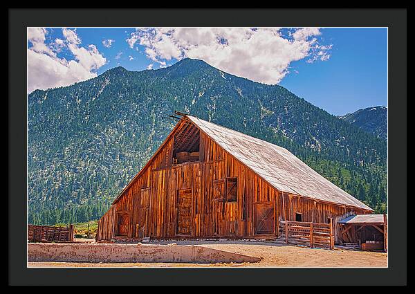 Farm Landscape and Mountain Background - Framed Print