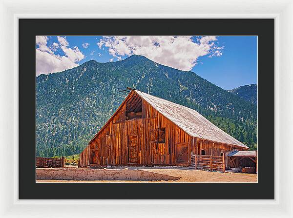Farm Landscape and Mountain Background - Framed Print