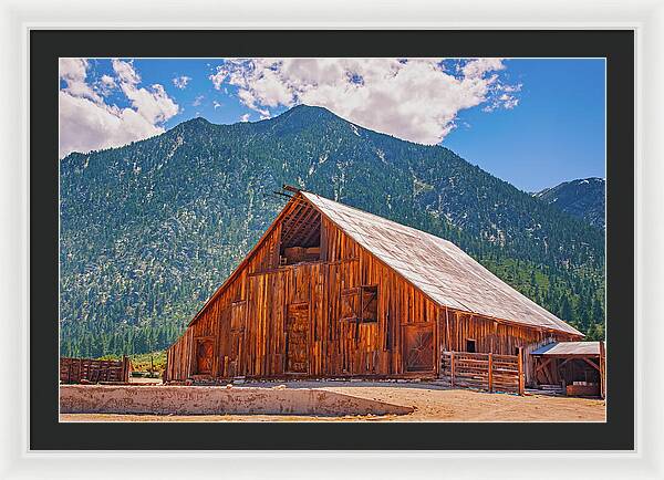 Farm Landscape and Mountain Background - Framed Print