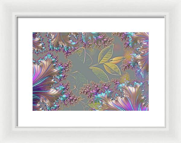 Feathers Gathered around Spring Leaves - Framed Print