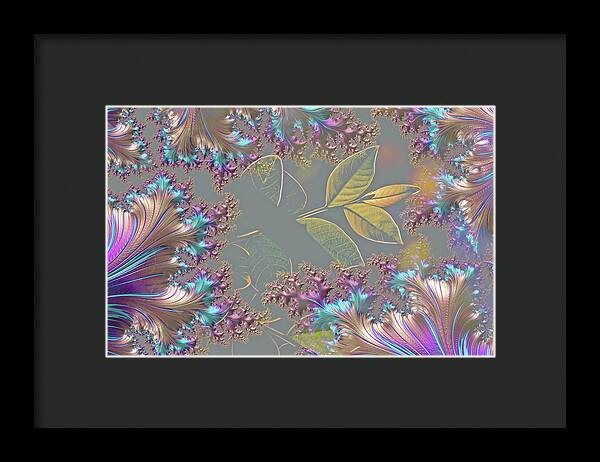 Feathers Gathered around Spring Leaves - Framed Print