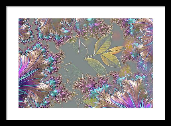 Feathers Gathered around Spring Leaves - Framed Print