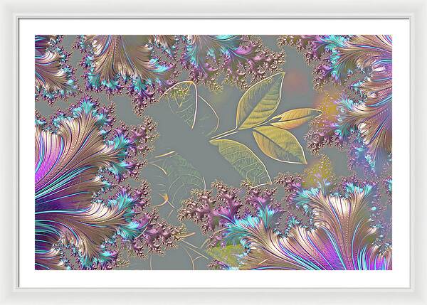 Feathers Gathered around Spring Leaves - Framed Print