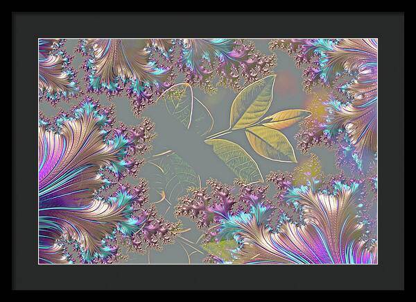 Feathers Gathered around Spring Leaves - Framed Print