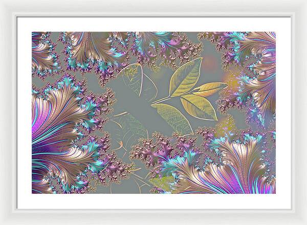 Feathers Gathered around Spring Leaves - Framed Print