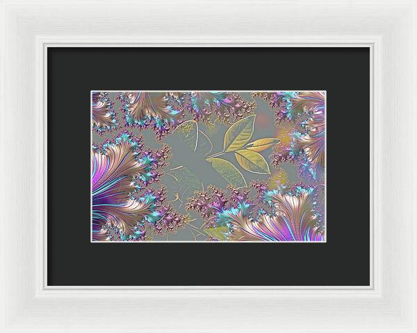 Feathers Gathered around Spring Leaves - Framed Print